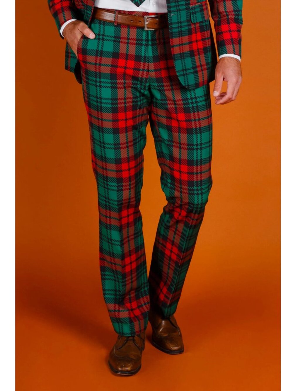 NEW Shinesty The Lincoln Log Love Daddy Red Green Plaid Christmas Suit Pants 36